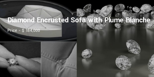 diamond encrusted sofa with plume blanche