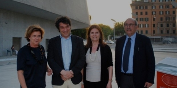 director of maxxi art, anna mattirolo; the writer, sandro veronesi; director of maxxi architecture, margherita guccione