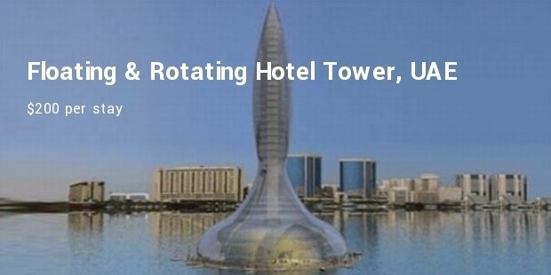 floating   rotating hotel tower, 