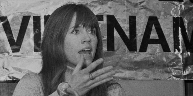 jane fonda at an anti vietnam war conference in the hague in january 1975