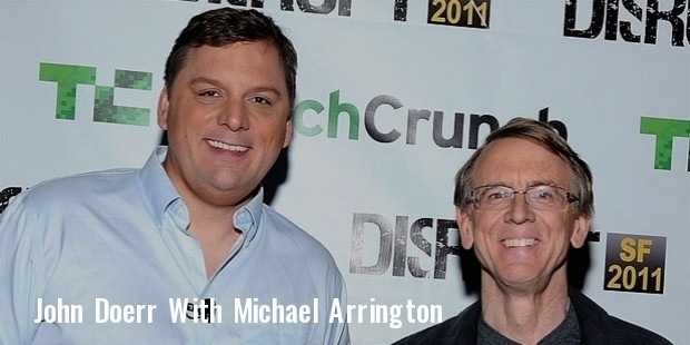 john doerr  r  and techcrunch founder and co editor michael arrington