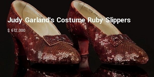 judy garlands costume ruby slippers from the wizard of oz