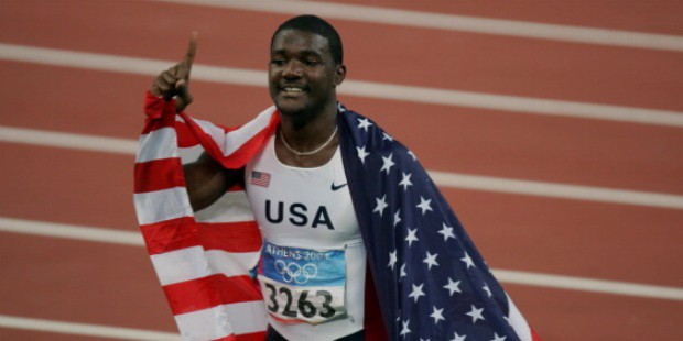 justin gatlin athens 2004