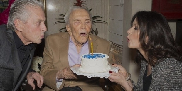 kirk douglas 100th birthday with son