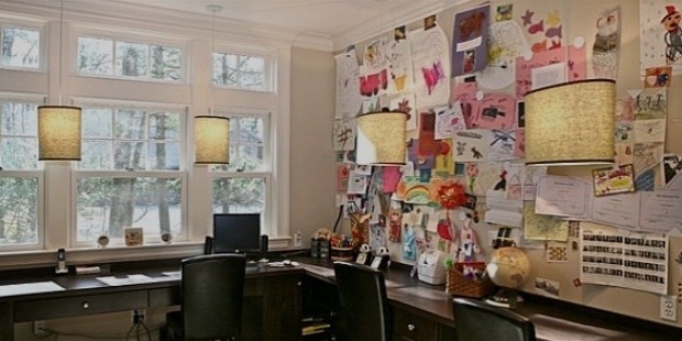 large bulletin board in a home office