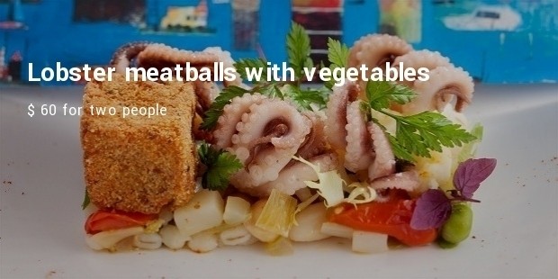 lobster metaballs with vegetables