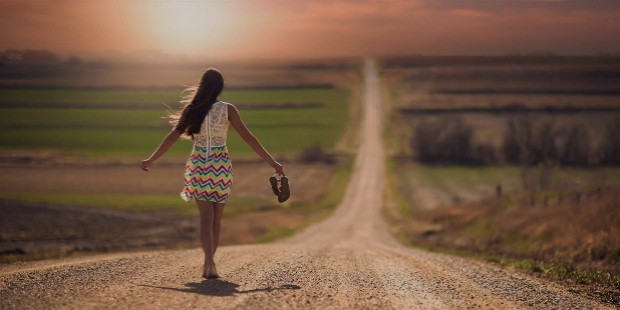 lonely girl on highway