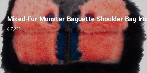 mixed fur monster baguette shoulder bag  iron