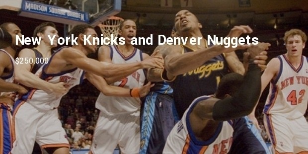 new york knicks and denver nuggets for brawl