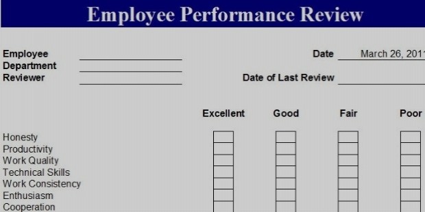 printable employee performance review forms