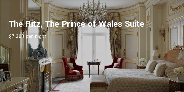 the ritz, the prince of wales suite  $7,300 per night