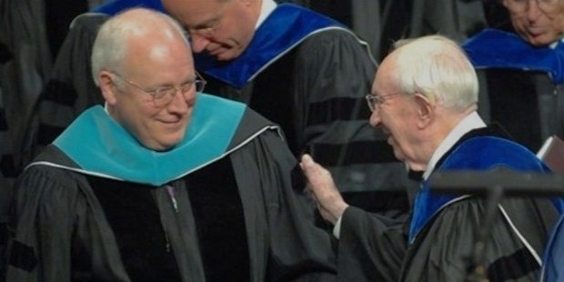 vice president dick cheney, left, is greeted by gordon b