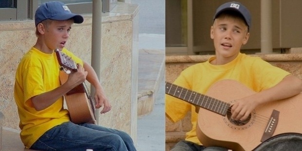 young justin bieber playing guitar