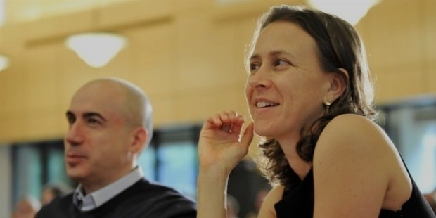 yuri miller and anne wojcicki listen to the panel of this year s prize