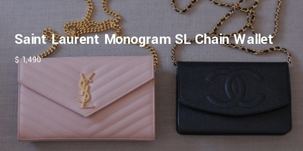 yves saint laurent monogram sl chain wallet