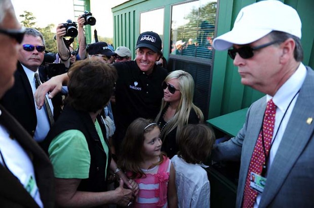 Phil Mickelson and wife Amy after Phil won the 2010 Masters.