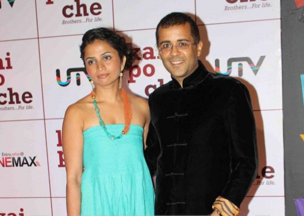 Chetan Bhagat With his Wife Anusha at the Premiere of Kai Po Che!