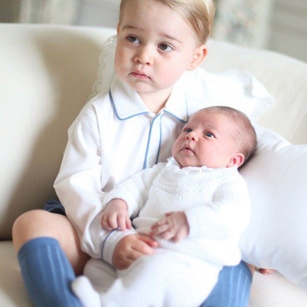 Prince George with His Sister Princess Charlotte