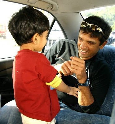 Dravid Playing with His Son
