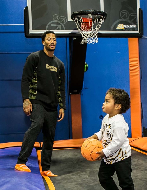 D Rose Watching His Son PJ's  Basketball Skills