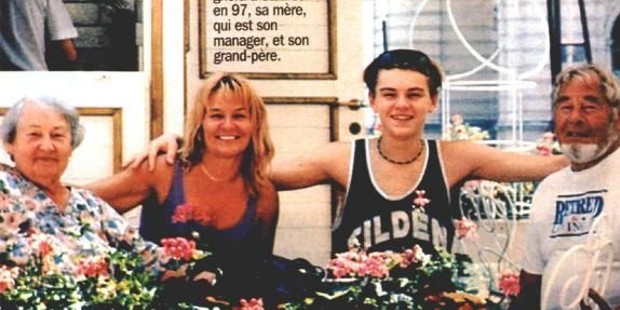 Dicaprio with His Mom and Grand Parents in His Childhood