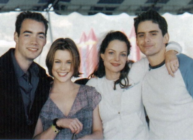 Jay, Ashley, Kimberly and Brad during the wedding celebration, 2004
