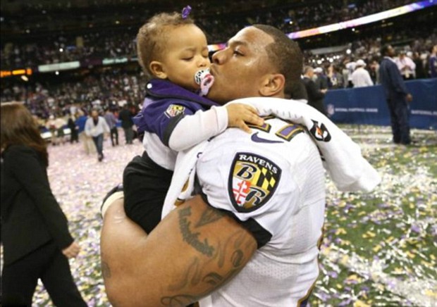 Ray Rice With His Daughter Rayven Rice