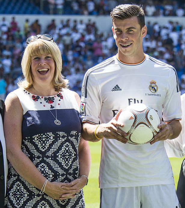 Gareth Bale with his mother Debbie Bale