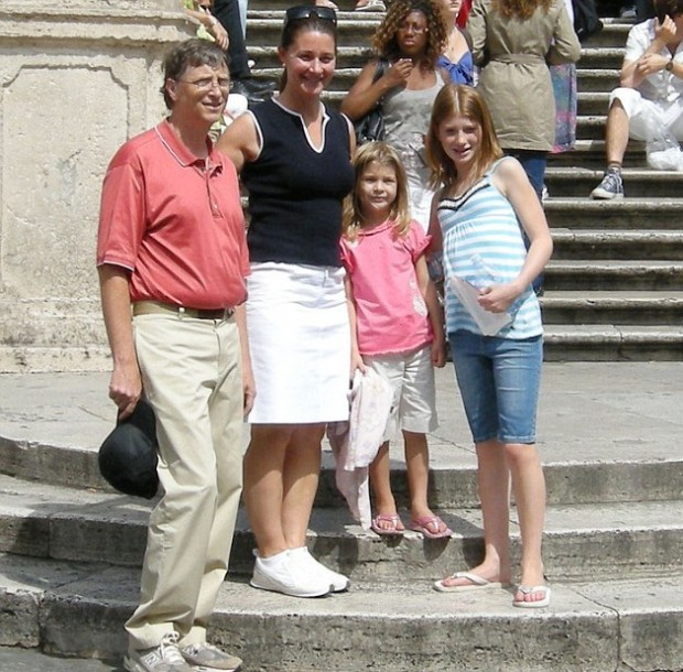 Bill Gates with his wife and daughters