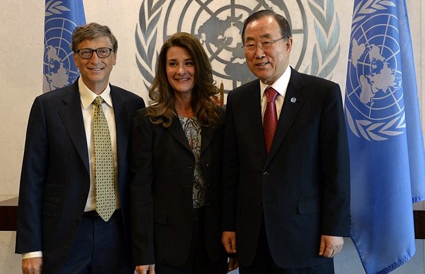 Bill and Melinda with UN Secretary-General Ban Ki