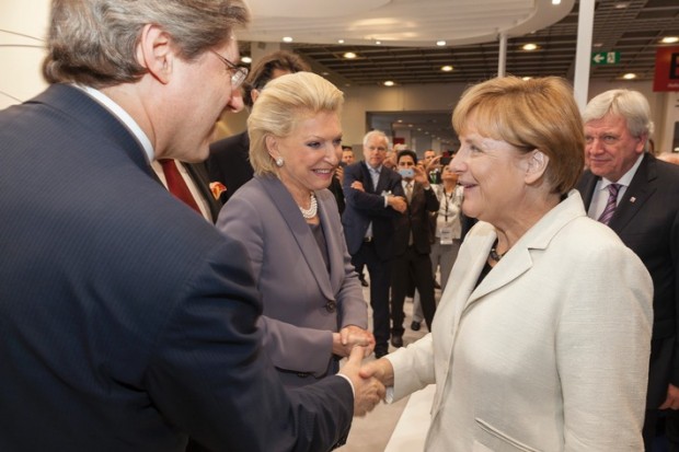 Georg FW Schaeffler, Maria-Elisabeth Schaeffler Thumann, Angela Merkel and Volker Bouffier