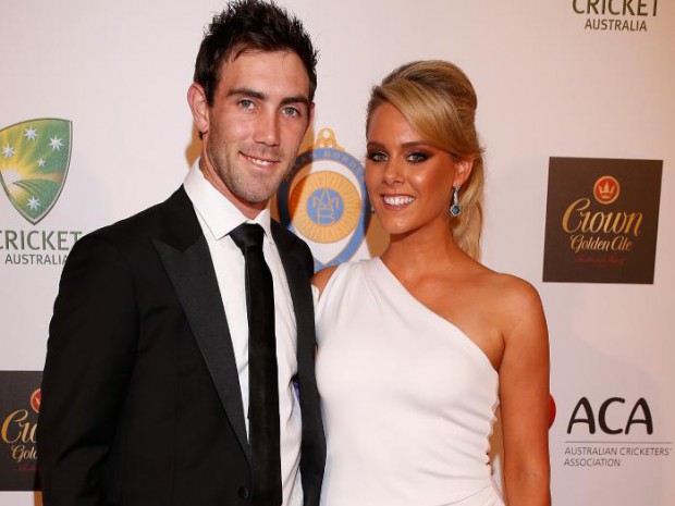 Maxwell with his partner Candice Wyatt at 2016 Alan Border Medal cermony