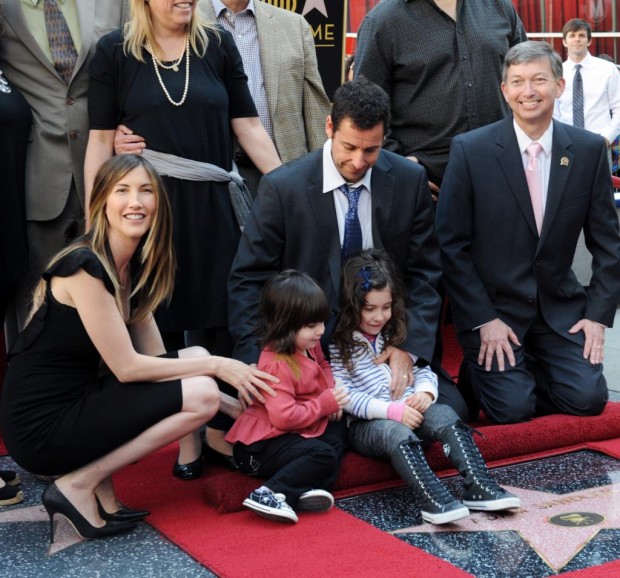 Adam Sandler with His Wife and Kids at Hollywood Walk of Fame
