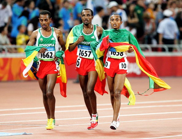 Kenenisa and his brother Tariku celebrating during 2008 Bejing Olympics