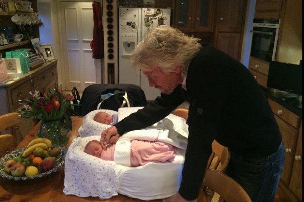 Richard Branson with his twin grand children