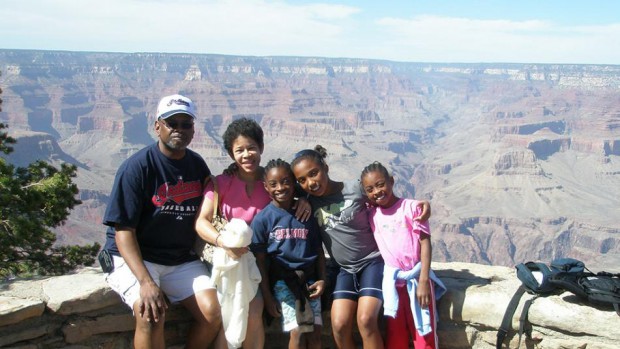 Simone Biles with her family during a vacation in her childhod