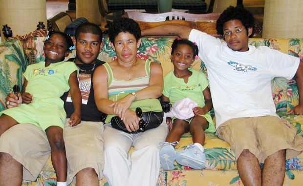 Simone Biles with her mom and her siblings