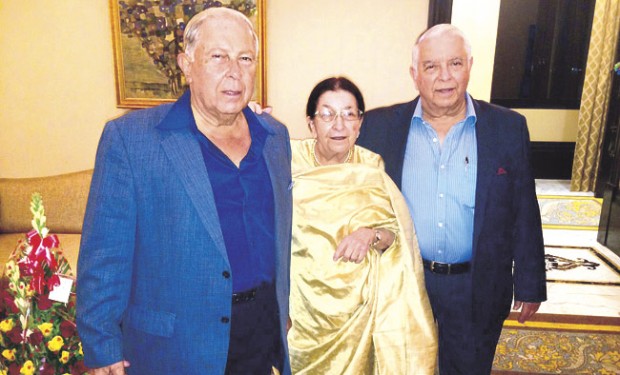 YK Hamied with his brother MK Hamied and sister Sophie Ahmed