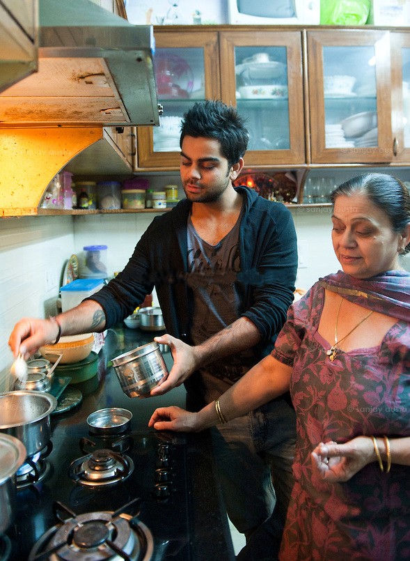 Kohli in Kitchen of His Home in Delhi