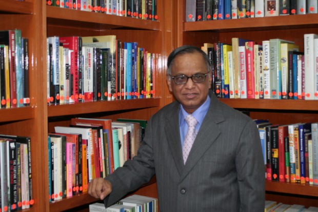 Narayana Murthy in Libray in His Residence