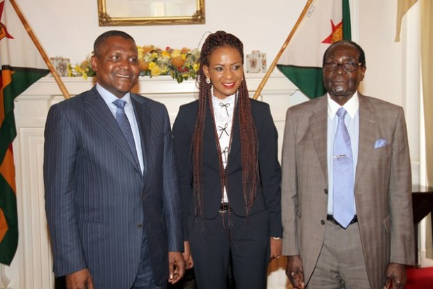 Josey Agbeniyi and nee Mahachi with Aliko Dangote