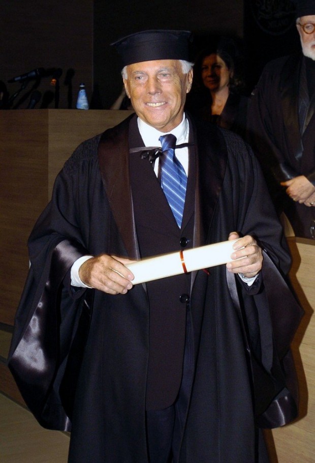 Giorgio Armani received an honorary degree in industrial design from the Politecnico di Milano