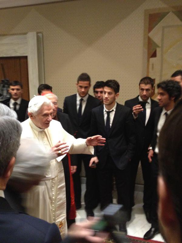 Thibaut Courtois with Pope