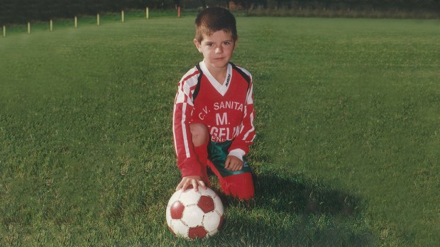 Thibaut Courtois with football in his childhood