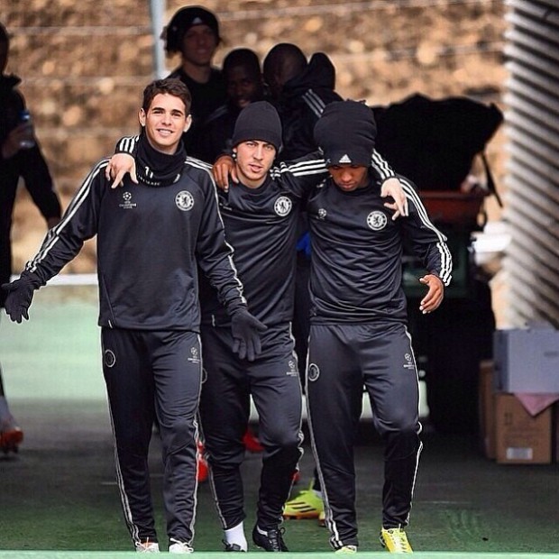 Eden Hazard with Oscar and Willian