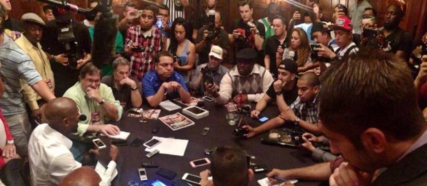 Floyd in a press conference in Los Angeles