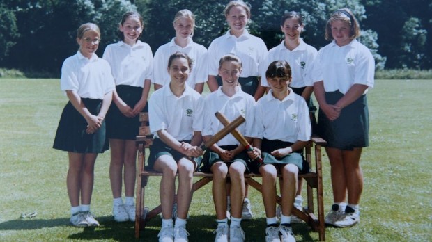 Kate Middleton with her Hockey school team