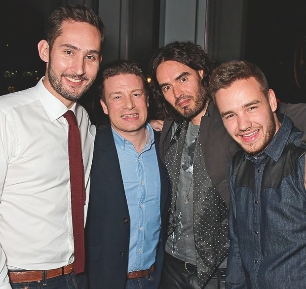 Kevin Systrom with Jamie Oliver, Russell Brand and Liam Payne