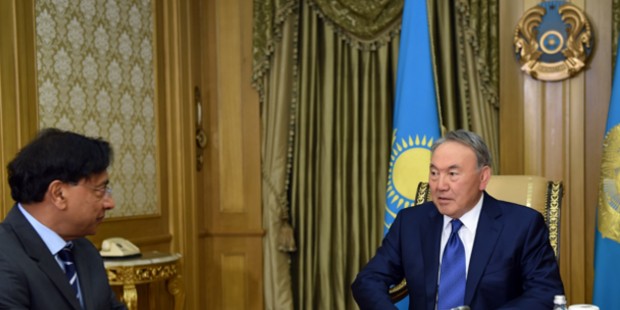 Mittal With President of Kazakhstan Nursultan Nazarbayev