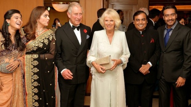Mukesh with Charles and Camilla at Black Tie Charity Fund Raising Dinner